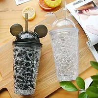 HaRvic Acrylic, Glass Cartoon Black Sipper Bottle with Freezing Gel with Straw for Kids (450 ml)-thumb4