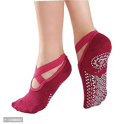 Buy HaRvic Yoga Socks for Women - Non Slip Barre Socks with Grips Straps  Sticky Gripper Exercise Fitness Sock Shoes for Yoga Dance Workout Home  -[Red -1 Pair] Online In India At