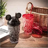 HaRvic Acrylic, Glass Cartoon Black Sipper Bottle with Freezing Gel with Straw for Kids (450 ml)-thumb3