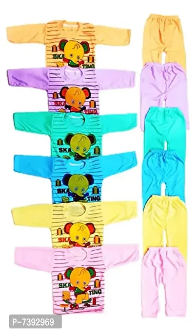 Multicolor Cotton Blend Unisex T Shirts and Pyjama Set Pack of 6