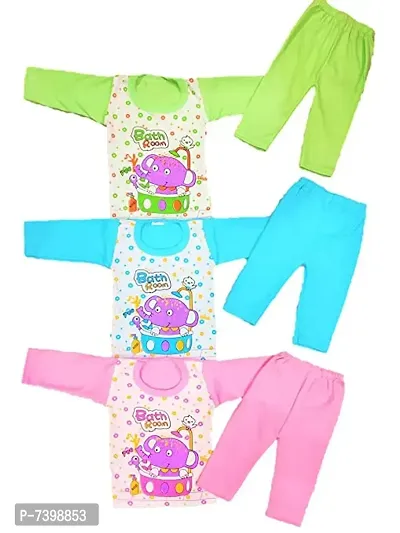 Pack Of 3 Kids Printed Cotton T Shirt And Bottom Set