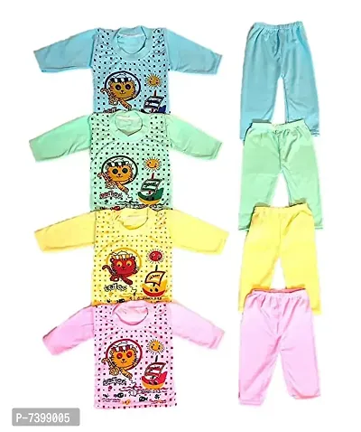 Full Sleeves Unisex Baby T Shirt And Pyjama Set   Pack Of 4