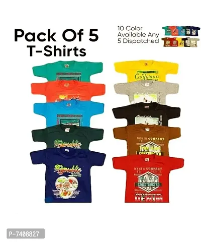 Multicolor Cotton T Shirt Pack Of 5 for Boys-thumb0