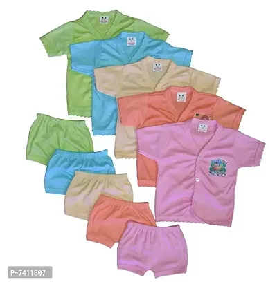 NEWOOZE Baby silk Cotton Top and Bottom Sets - Pack of 5