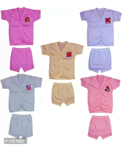 NEWOOZE Baby Comfortable Clothes Pack of 5 (Half-Sleeve Button) for Baby Boy/Baby Girl pack of 05