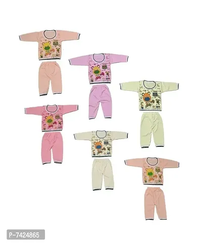 Multicolor Cotton Blend Unisex T Shirts and Pyjama Set Pack of 3