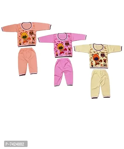 Pack Of 3 Kids Printed Cotton T Shirt And Bottom Set-thumb0