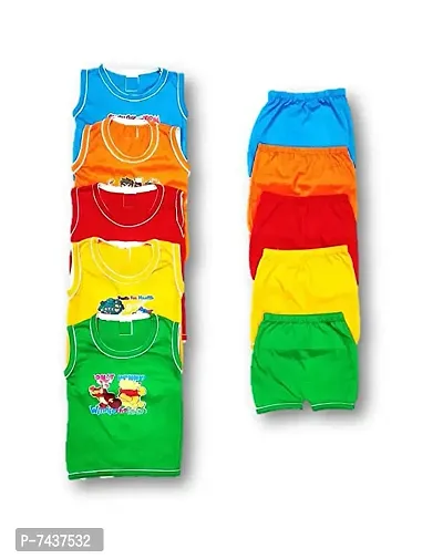 Multicolor Cotton T Shirt and Shorts Set Pack of 5-thumb0
