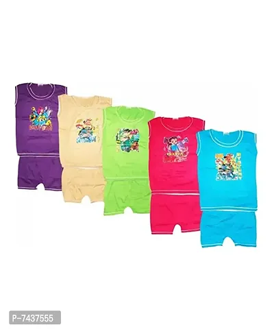 Multicolor Cotton T Shirt and Shorts Set Pack of 5-thumb0
