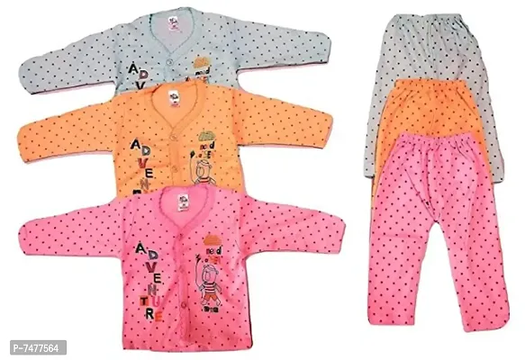 100% Cotton Vests, Jhabla T-Shirt with Pyjama Pant Dress for Kids | Set of 3 | Full Sleeves