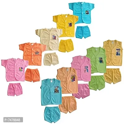 Multicolor Cotton Blend Unisex T Shirts and Pyjama Set Pack of 10