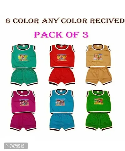 Pack Of 3 Kids Printed Cotton T Shirt And Bottom Set-thumb0
