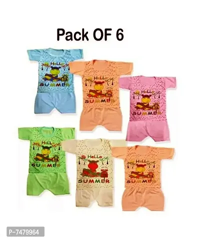 Multicolor Cotton Blend T Shirt and Pant Set Pack of 6-thumb0