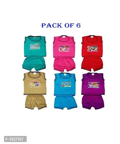 Multicolor Cotton Blend Unisex T Shirts and Pyjama Set Pack of 6