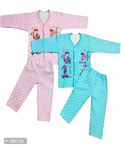 NEWOOZE Babys Boys Girls 100% Cotton Vests, Jhabla T-Shirt with Pyjama Pant Dress for Kids | Set of 2-thumb0