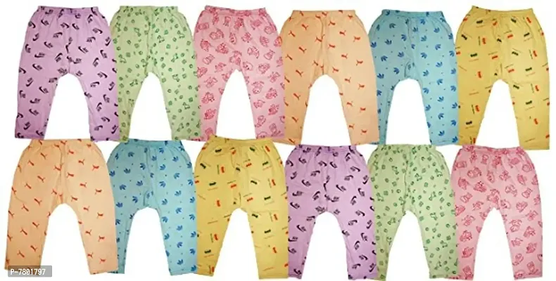 NEWOOZE Kids Boys Girls Cotton Diaper Fit Pyjama Bottom Wear Pants Pack of 12