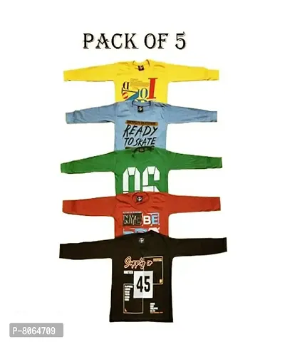 Multicolor Cotton T Shirt Pack Of 5 for Boys