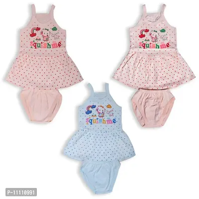 Frock  Panty Set for Baby Girls (Pack of 3)