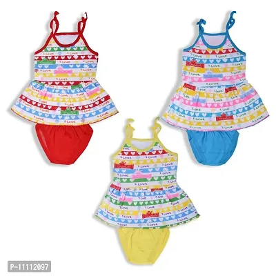 Baby Girl Cotton shoulder strapes Frocks and panty  Pack of 3
