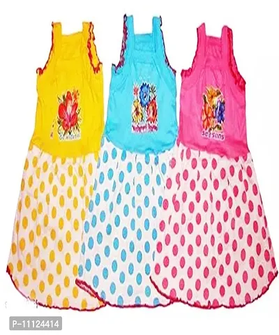 Classic Cotton Printed Frocks for Kids Girls2, Pack of 3-thumb0