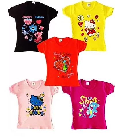 Pack Of 5 Girls Cotton T shirt