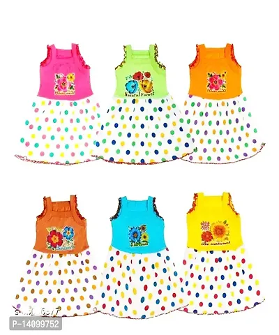 Baby Girl Cotton Frock Dress for New Born Baby Girl Casual Multicolor Sleeveless Frocks (Pack of 6) Size 0 Months Up to 12 Months Pack of 06-thumb0