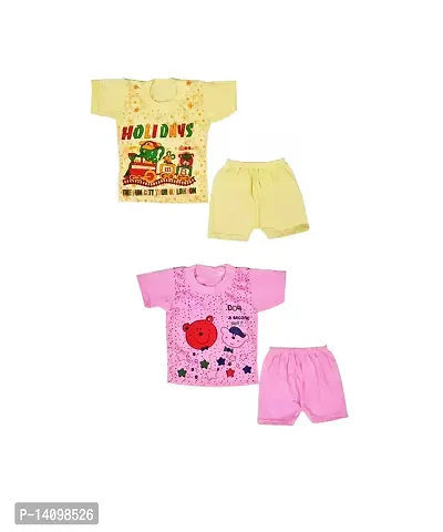 Unisex Clothing Set for Baby Boy and Baby Girl 100% Cotton Tshirt and Shorts Set | Pack of 12 (6 Tshirt + 6 Shorts), Multi Colored, Size from 0 Months Up to 12 Months) pack of 06-thumb3