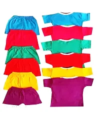 Boys  Girls Multi-Color Pack of 6 100% Soft Cotton Printed Tshirts  Shorts with Shoulder Poppers 6 set-thumb1