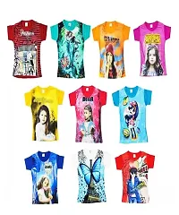 GIRLS Magical Sparkle Printed T-Shirt for Girls 3D T-shirt for Girls 100% Cotton Stylish T-Shirt Pack of 03 Pcs-thumb1