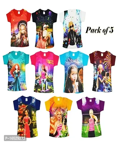 Girls half sleeve Magical Sparkle Printed T-Shirt for Girls Kids |3D Sparkle Unicorn Tshirt for Girls |100% Cotton Stylish T-Shirt |Sparkle Unicorn Print Tshirt PACK OF 05
