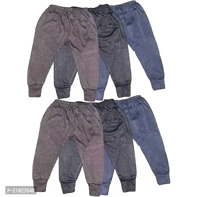 Kids Baby Boy's and Baby Girl's Pyajama Woollen Winter Body Warmer Solid/Plain Thermal Pyjama/Pyjami Bottom - (Pack of 6)