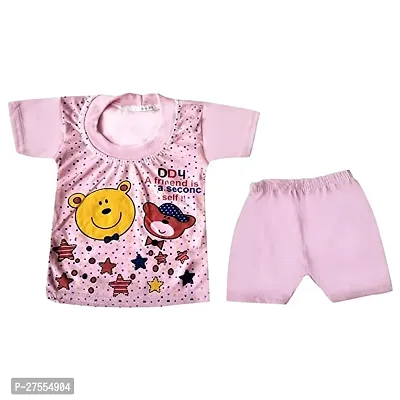 Premium 100% Cotton Baby Boys  Girls Summer Clothing Half Sleeves T-shirt with Shorts Set for Day/Night (Soft, Comfortable and Two Buttons) 06-thumb2