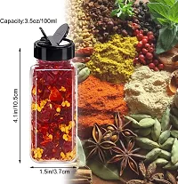 Prachi Creation Pack Of 6 Spice Jar Glass Container for Storage Salt  Pepper, Square Kitchen Storage Glass Jar for Oregano and Chilly Flakes Dispenser with Lid- Transparent color-thumb1