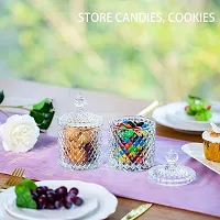 Prachi Creation Crystal Candy JarWith Glass Lid Pickle Spice Food Storage Storage Jar Kitchen Storage and Container Glass Jar Glass Candy Box Transparent color-thumb2