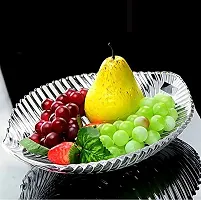 Prachi Creation  Beautiful Leaf Shape Glass Tray Plate for Serving | Useful for Diwali Home Decoration, Living Room | Best for Dry Fruits, Fruits, Snacks, Sweets, Chocolates  Transparent Color-thumb1