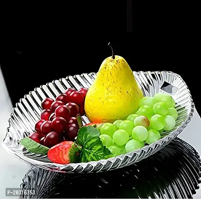 Prachi Creation  Beautiful Leaf Shape Glass Tray Plate for Serving | Useful for Diwali Home Decoration, Living Room | Best for Dry Fruits, Fruits, Snacks, Sweets, Chocolates  Transparent Color-thumb2