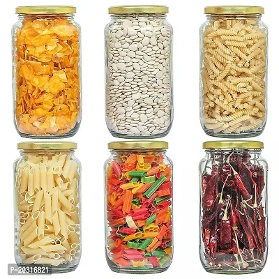 Prachi Creation  Set OF 2 Glass jars for kitchen storage capacity 1kg / 1 ltr /1000ml set of 6 with Air Tight gold Cap Amrutam.Multipurpose Glass Jar for Best to use in Kitchen  Transparent color-thumb4