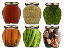 Prachi Creation Pack Of 4 Pot Matka Shape Glass Jar and Container with Metal Air Tight Lid for Pantry ,Honey Glass Jar,Spice Masla Jar, Grocery Jar, Grain Glass Jar ,for pickels,Transparent color-thumb1