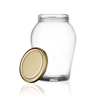 Prachi Creation Set Of 2 Glass Storage Jar 1000 ml Matka Shape Food Glass Container With Lid for Spice, Masala And Dry fruit, Nuts Kitchen Storage Transparent color-thumb2