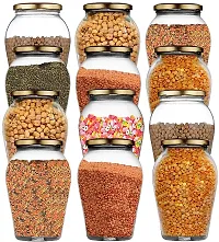 Prachi Creation Set Of 2 Glass Storage Jar 1000 ml Matka Shape Food Glass Container With Lid for Spice, Masala And Dry fruit, Nuts Kitchen Storage Transparent color-thumb3