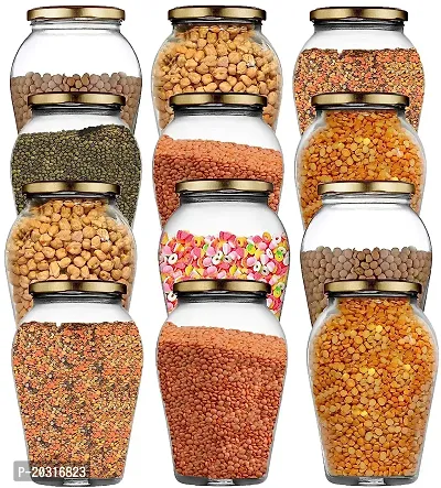 Prachi Creation Set Of 2 Glass Storage Jar 1000 ml Matka Shape Food Glass Container With Lid for Spice, Masala And Dry fruit, Nuts Kitchen Storage Transparent color-thumb4