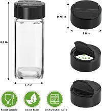 Pack Of 5 Sifter Cap Square Glass Spice Jar with Black Two Sided Sifter (shaker holes/pour open) and Freshness Seal for a professional look 120ml- Multi color-thumb2