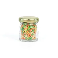 Very Small Glass Jar Coming with Metal Golden Color Air Tight and Rust Proof Cap Capacity 35 ml Pack of 6-multi color-thumb3