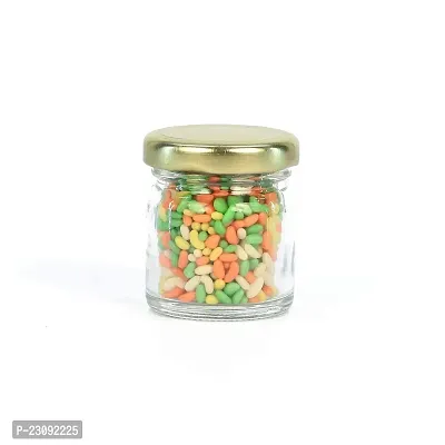 Very Small Glass Jar Coming with Metal Golden Color Air Tight and Rust Proof Cap Capacity 35 ml Pack of 6-multi color-thumb4