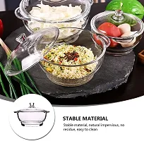Deep Round Glass Casserole Oven and Microwave Safe Serving Bowl with See Through Top Lid - (1000 ML)-thumb1