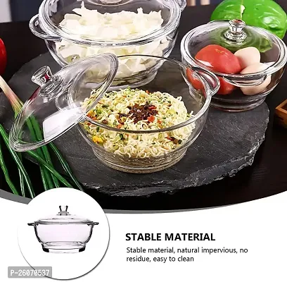 Deep Round Glass Casserole Oven and Microwave Safe Serving Bowl with See Through Top Lid - (1000 ML)-thumb2