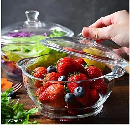 Deep Round Glass Casserole Oven and Microwave Safe Serving Bowl with See Through Top Lid - (1000 ML)-thumb4