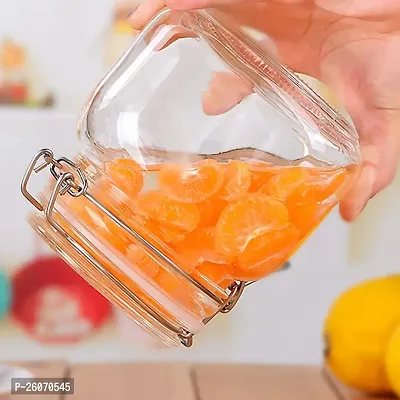 Airtight Glass Canister Food Storage Jar with Clear Preserving Seal, Wire Clip Fastening for Kitchen storage, Top Fastening Lid, 500 ML-thumb2