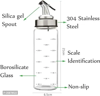 1000ml Borosilicate Glass Oil Dispenser and Pourer with Measurement, Transparent and pointer Oil Nozzle with Covering Lid, Leakproof Spill Proof, Easy Refill-thumb5