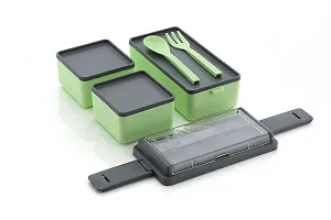 Double-Layer Square Lunch Box With 3 Compartment Tiffin-thumb3